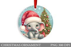 Cute Elephant Christmas Ornament. Cute Elephant Sublimation Product Image 1