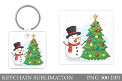 Cute Snowman Keychain Design. Christmas Keychain Sublimation Product Image 1
