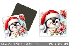 Cute Penguin Magnet Design. Christmas Magnet Sublimation Product Image 1