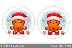 Gingerbread Car Coaster. Christmas Car Coaster Sublimation Product Image 1