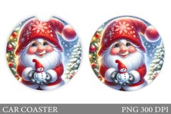 Christmas Gnome Car Coaster. Christmas Car Coaster Design Product Image 1