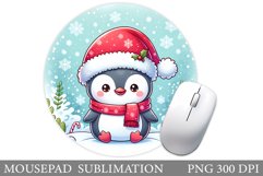 Cute Penguin Mouse Pad. Christmas Penguin Mouse Pad Design Product Image 1