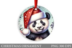 Cute Panda Christmas Ornament. Christmas Panda Sublimation Product Image 1