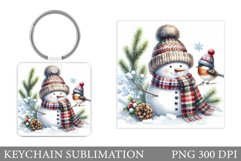 Cute Snowman Keychain Design. Christmas Keychain Sublimation Product Image 1