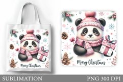 Christmas Panda Tote Bag. Christmas Tote Bag Sublimation Product Image 1