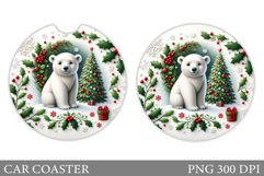 Christmas Bear Car Coaster. Christmas Car Coaster Design Product Image 1