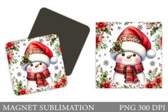 Snowman Magnet Sublimation. Cute Snowman Square Magnet Product Image 1