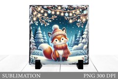 Christmas Fox Sublimation. Christmas Fox Slate Design Product Image 1