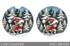 Christmas Deer Car Coaster. Christmas Car Coaster Design Product Image 1