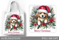 Christmas Dog Tote Bag. Christmas Tote Bag Sublimation Product Image 1