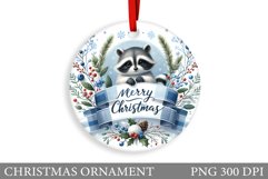Cute Raccoon Christmas Ornament. Cute Raccoon Sublimation Product Image 1