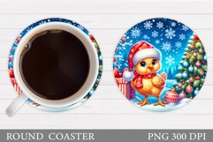 Christmas Chicken Coaster. Christmas Coaster Sublimation Product Image 1