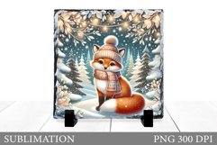 Christmas Fox Sublimation. Christmas Fox Slate Design Product Image 1