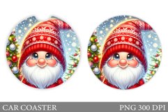 Cute Gnome Car Coaster. Christmas Car Coaster Sublimation Product Image 1