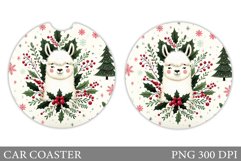Lama Car Coaster Sublimation. Christmas Car Coaster Design Product Image 1