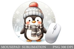 Cute Penguin Mouse Pad. Christmas Mouse Pad Design Product Image 1