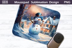 Snowman Christmas MousePad | Winter Mousepad Sublimation Product Image 1