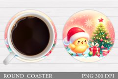 Cute Chicken Coaster Sublimation. Christmas Coaster Design Product Image 1