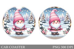 Christmas Gnome Car Coaster. Christmas Car Coaster Design Product Image 1