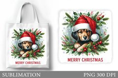 Christmas Dog Tote Bag. Christmas Tote Bag Sublimation Product Image 1