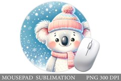 Cute Koala Mouse Pad Design. Christmas Mouse Pad Sublimation Product Image 1