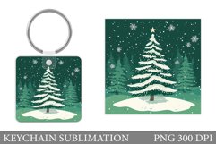 Christmas Tree Keychain. Christmas Keychain Sublimation Product Image 1