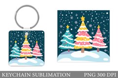 Christmas Tree Keychain. Christmas Keychain Sublimation Product Image 1