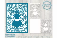 Merry Christmas Angel card SVG 5x7|laser cut Cricut template Product Image 1