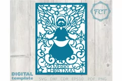 Merry Christmas Angel card SVG 5x7|laser cut Cricut template Product Image 2