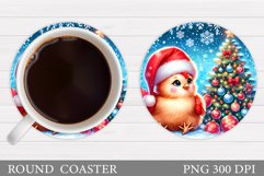 Cute Chicken Coaster Sublimation. Christmas Coaster Design Product Image 1