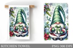 Christmas Kitchen Towel. Christmas Gnome Kitchen Towel Product Image 1