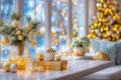 Christmas background colorful lights. High quality photo Product Image 1