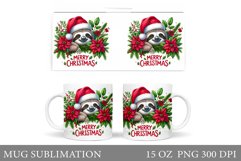 Cute Sloth Mug Design. Christmas Mug Sublimation Product Image 1