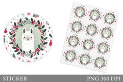 Cute Lama Sticker Design.Christmas Sticker Printable Product Image 1