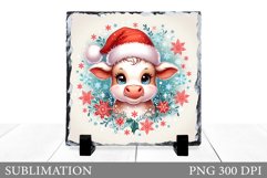 Christmas Cow Sublimation. Christmas Cow Slate Design Product Image 1