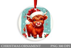 Highland Cow Christmas Ornament. Christmas Ornament Design Product Image 1