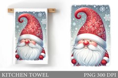Christmas Kitchen Towel. Christmas Gnome Kitchen Towel Product Image 1