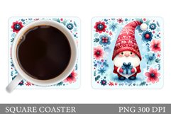 Christmas Gnome Coaster. Christmas Coaster Sublimation Product Image 1