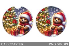 Christmas Bear Car Coaster. Christmas Car Coaster Design Product Image 1