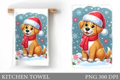 Cute Dog Kitchen Towel. Christmas Dog Kitchen Towel Design Product Image 1