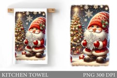 Christmas Kitchen Towel. Christmas Gnome Kitchen Towel Product Image 1