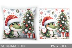 Christmas Crocodile Pillow. Christmas Pillow Sublimation Product Image 1
