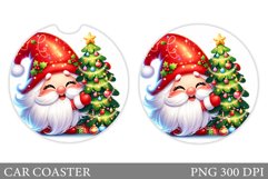 Cute Gnome Car Coaster. Christmas Car Coaster Sublimation Product Image 1