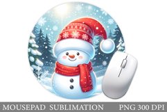 Snowman Mouse Pad Design. Christmas Mouse Pad Sublimation Product Image 1