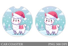 Lama Car Coaster Sublimation. Christmas Car Coaster Design Product Image 1