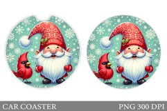 Christmas Gnome Car Coaster. Christmas Car Coaster Design Product Image 1