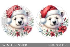 Polar Bear Wind Spinner. Christmas Wind Spinner Design Product Image 1