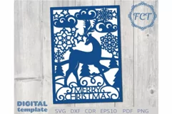 Merry Christmas Deer card SVG 5x7|Cricut Laser cut template Product Image 3