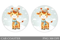 Christmas Giraffe Car Coaster. Christmas Car Coaster Design Product Image 1