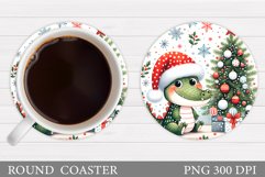 Christmas Crocodile Coaster. Christmas Coaster Sublimation Product Image 1